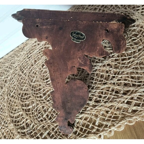 MCM Syroco Wood Wall Shelves w/ Plate Groove, SET/2 Composite Wood, Mahogany Red - Picture 5 of 10